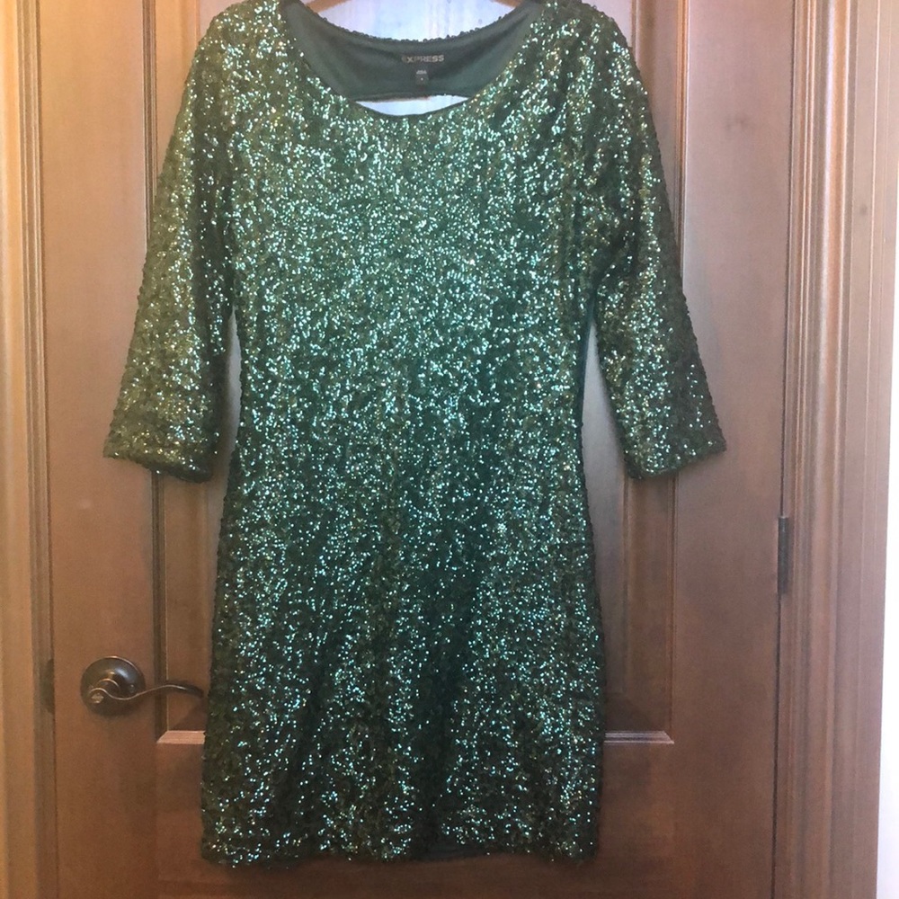 Green sequin dress